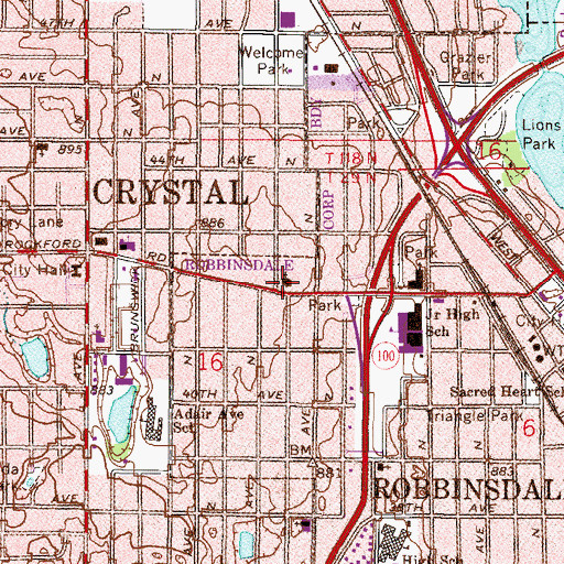 Topographic Map of Faith-Lilac Way Lutheran Church, MN