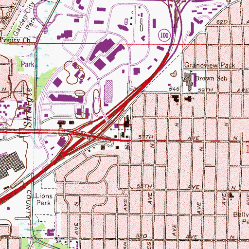Topographic Map of Fellowship Baptist Church, MN