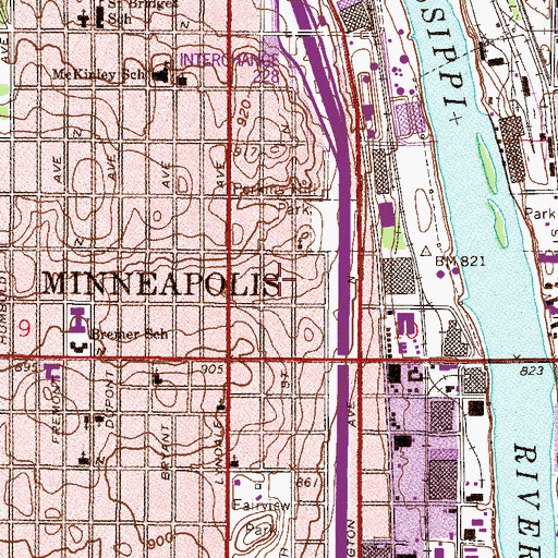 Topographic Map of Fellowship Missionary Baptist Church, MN