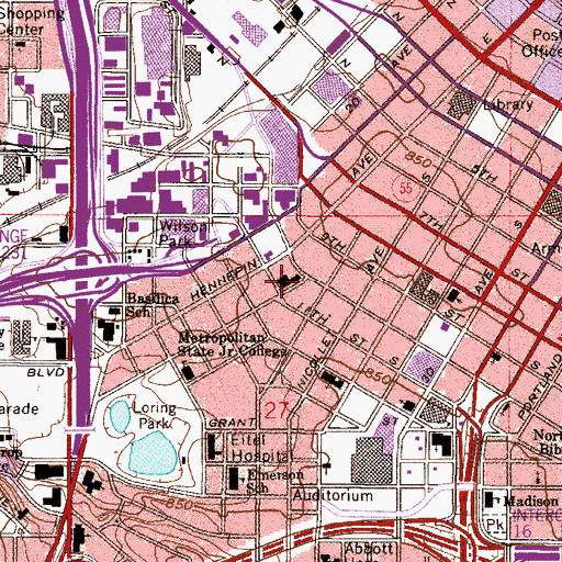 Topographic Map of First Baptist Chuch of Minneapolis, MN