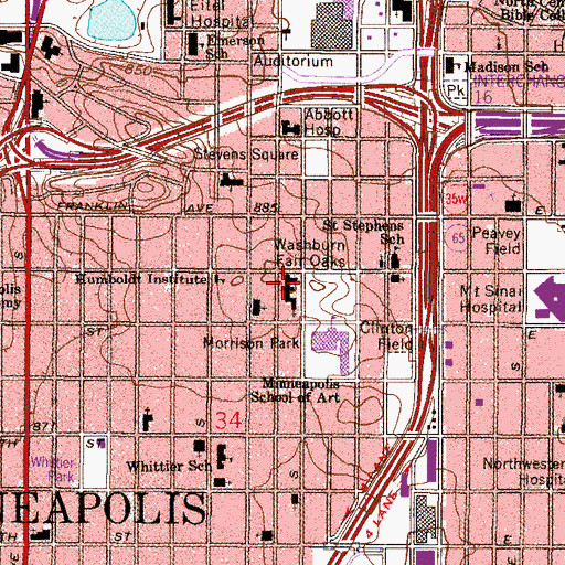 Topographic Map of First Christian Church, MN
