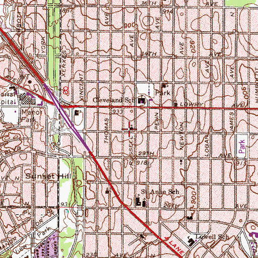Topographic Map of First Community Baptist Church, MN