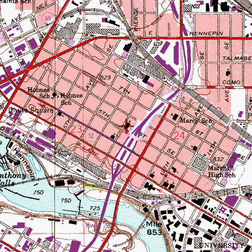 Topographic Map of First Congregational Church of Minnesota, MN