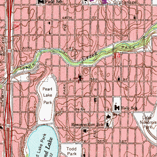 Topographic Map of First Evangelical Free Church, MN