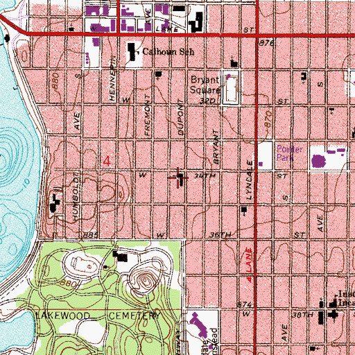 Topographic Map of First Universalist Church of Minneapolis, MN