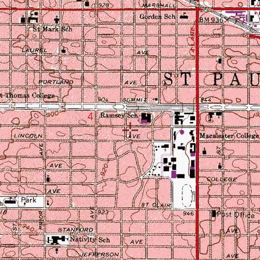Topographic Map of Friends Meeting Twin Cities, MN