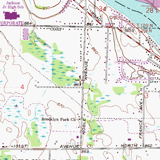 Topographic Map of Geeta Ashram, MN