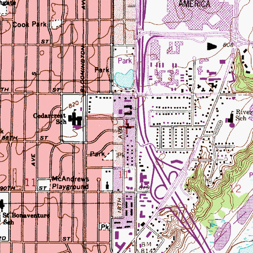 Topographic Map of Grace Lutheran Church, MN