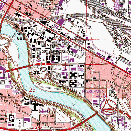 Topographic Map of Grace University Lutheran Church, MN
