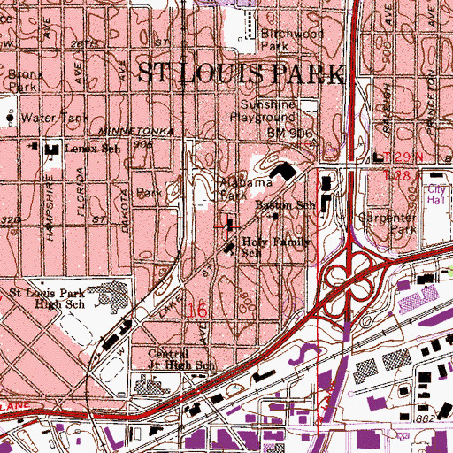 Topographic Map of Holy Family Catholic Church, MN