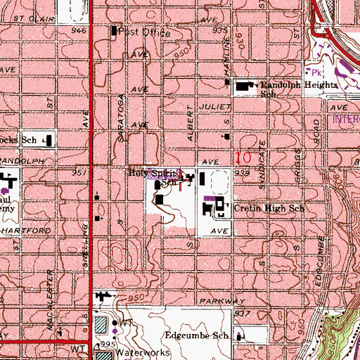 Topographic Map of Holy Spirit Catholic Church, MN