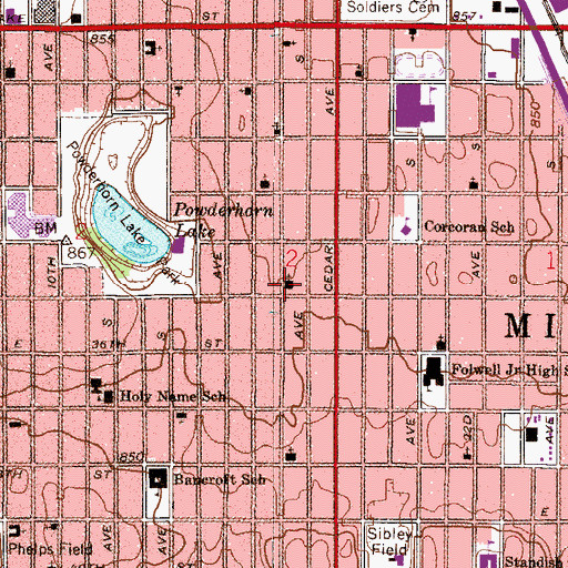 Topographic Map of Hope Temple Foursquare Church, MN