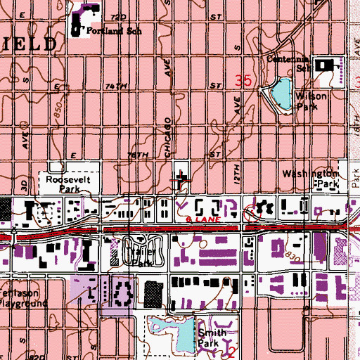 Topographic Map of House of Prayer Lutheran Church, MN