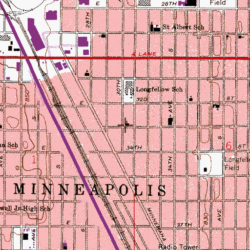 Topographic Map of Indian Fellowship Assembly of God Church, MN
