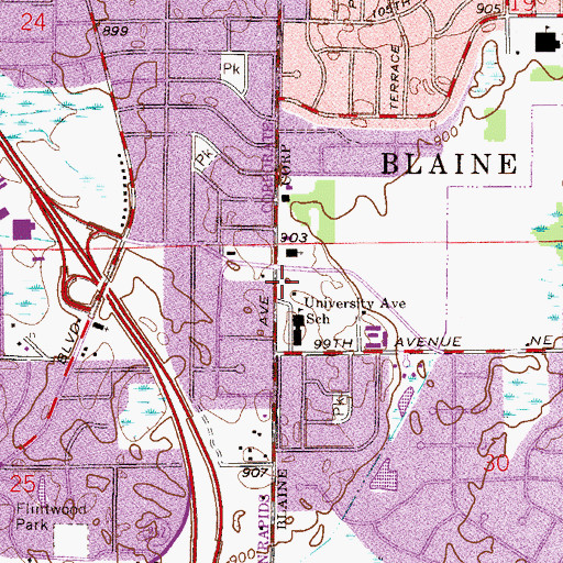 Topographic Map of King of Glory Lutheran Church, MN