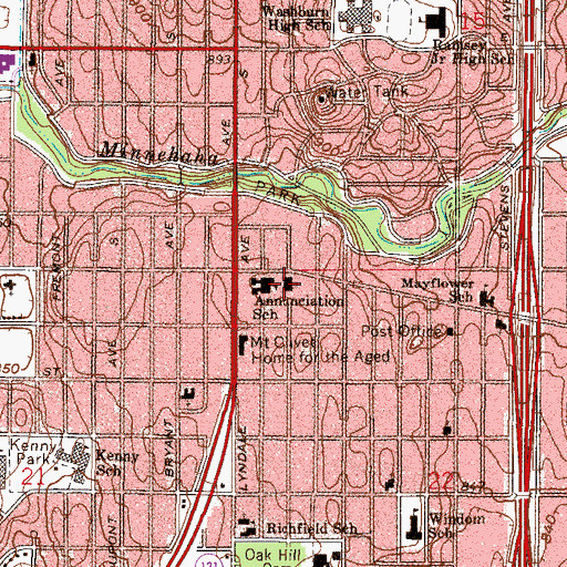 Topographic Map of Annunciation Church, MN