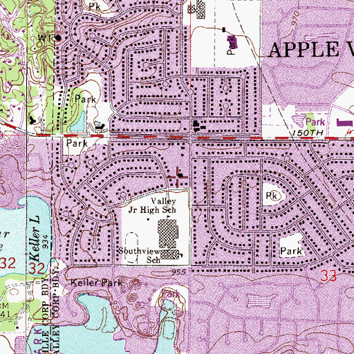 Topographic Map of Apple Valley Baptist Church, MN