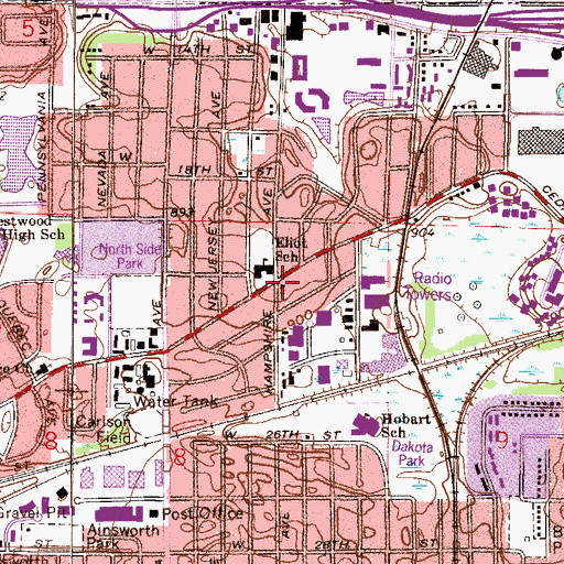 Topographic Map of Ascension Luthearn Church of Saint Louis Park, MN