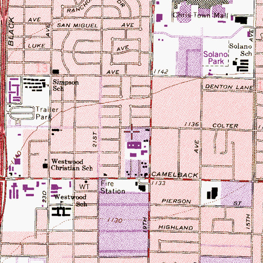Topographic Map of Chris-Town Travel Trailer and Mobile Home Park, AZ
