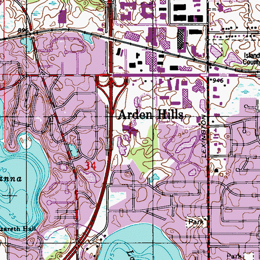 Topographic Map of Bahai Faith, MN