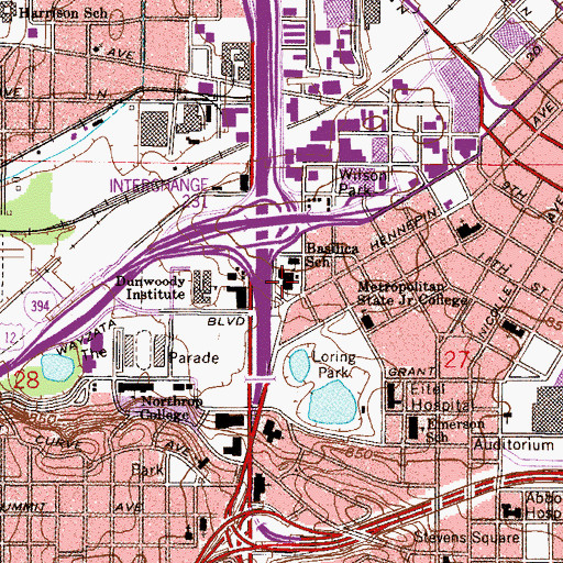 Topographic Map of Basilica of Saint Mary, MN