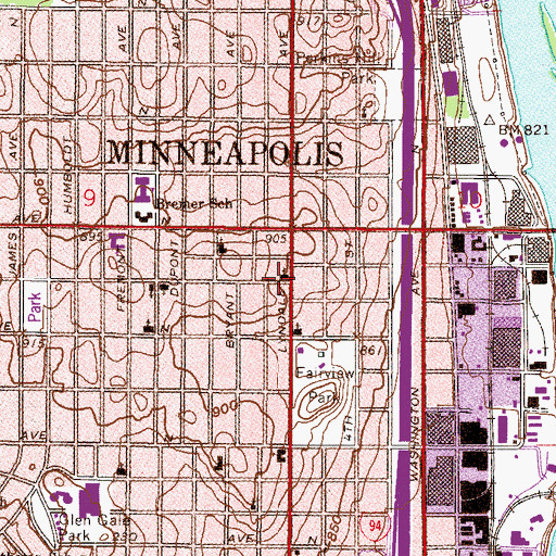 Topographic Map of Berean Missionary Baptist Church, MN