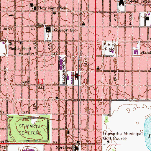 Topographic Map of Bethel Evangelical Lutheran Church, MN