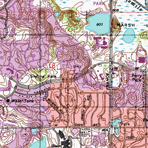 Topographic Map of Bloomington Baptist Church, MN