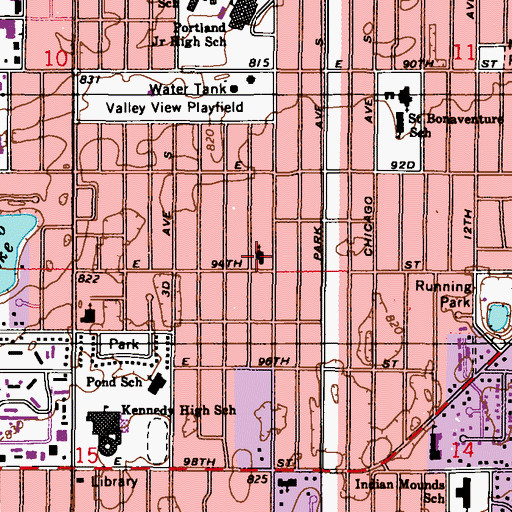 Topographic Map of Bloomington Lutheran Church, MN