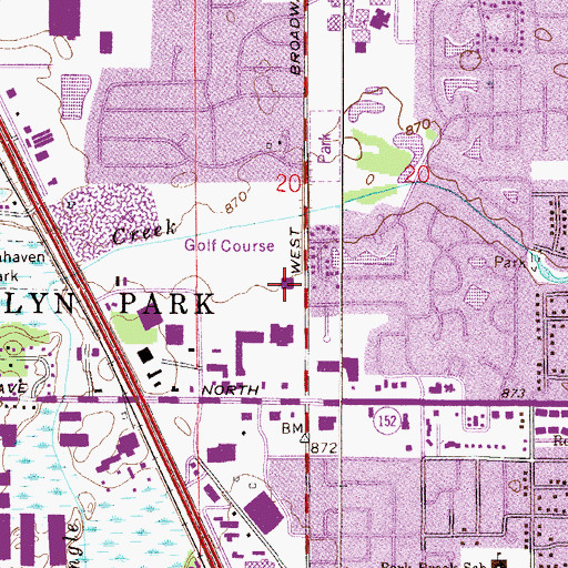 Topographic Map of Brooklyn Park Evangelical Free Church, MN
