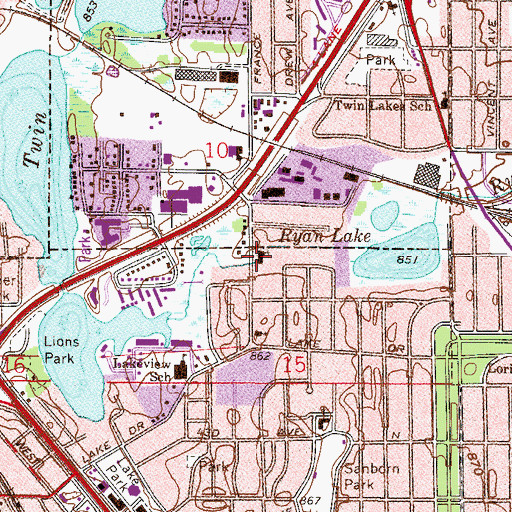 Topographic Map of Calvary Baptist Church, MN