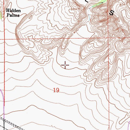 Topographic Map of Pushawalla Canyon, CA