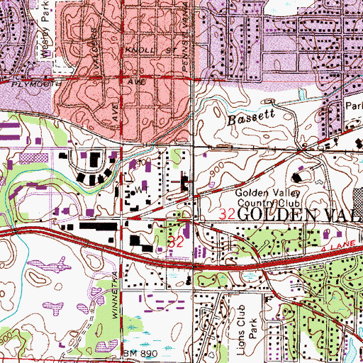 Topographic Map of Calvary Lutheran Church of Golden Valley, MN