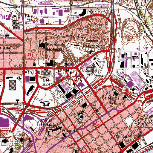 Topographic Map of Central Park United Methodist Church, MN