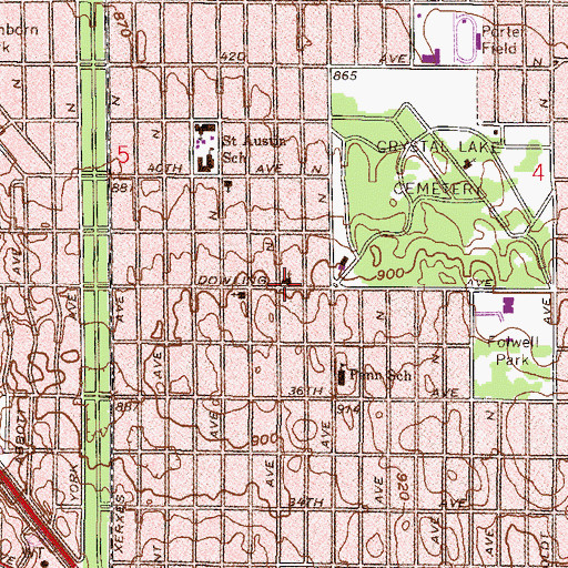 Topographic Map of Christ Gospel Church of Minnesota, MN