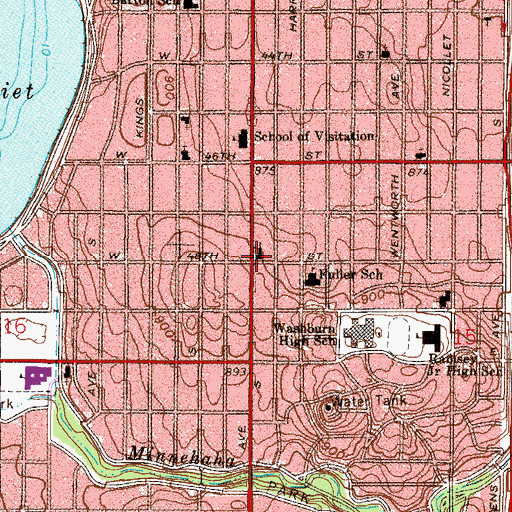 Topographic Map of Knox Presbyterian Church, MN