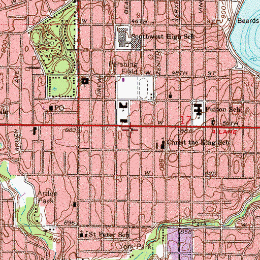 Topographic Map of Lake Harriet Christian Church, MN