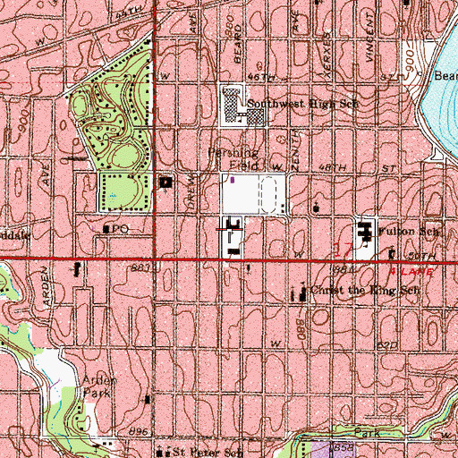 Topographic Map of Lake Harriet United Methodist Church, MN