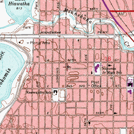 Topographic Map of Lake Nokomis Lutheran Church, MN