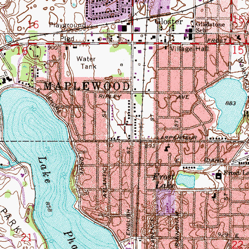 Topographic Map of Lake Phalen Community Church, MN