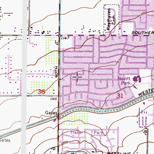 Topographic Map of Cimarron, AZ