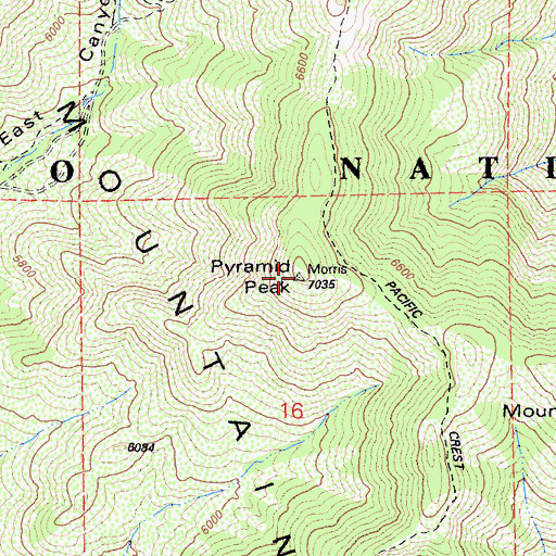 Topographic Map of Pyramid Peak, CA