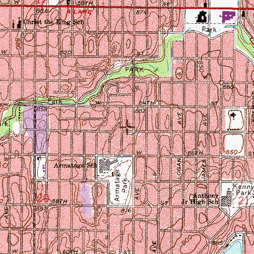 Topographic Map of Lutheran Church of Christ the Redeemer, MN