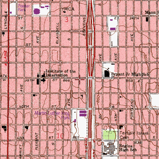 Topographic Map of Macedonia Baptist Church, MN