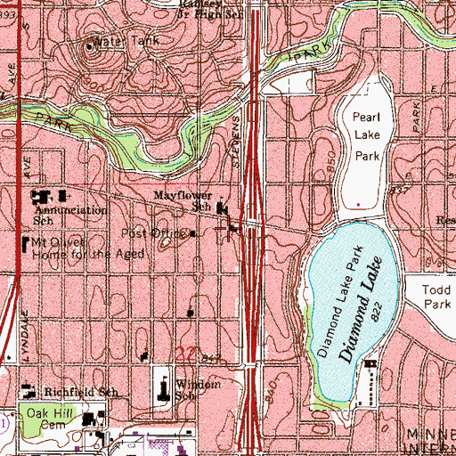 Topographic Map of Mayflower Congregational United Church of Christ, MN