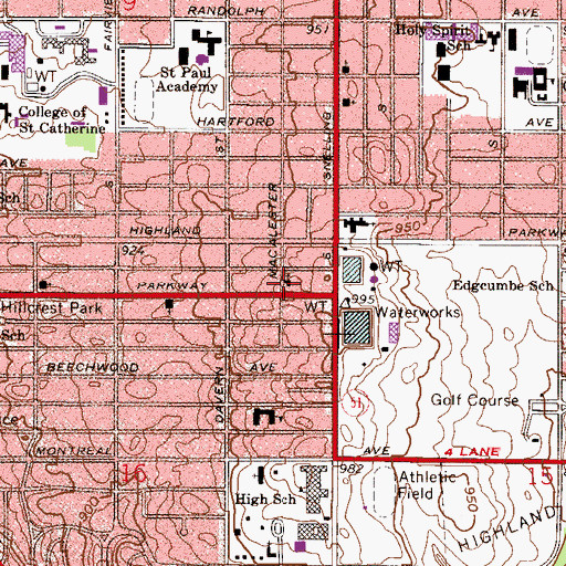 Topographic Map of Messiah Episcopal Church, MN