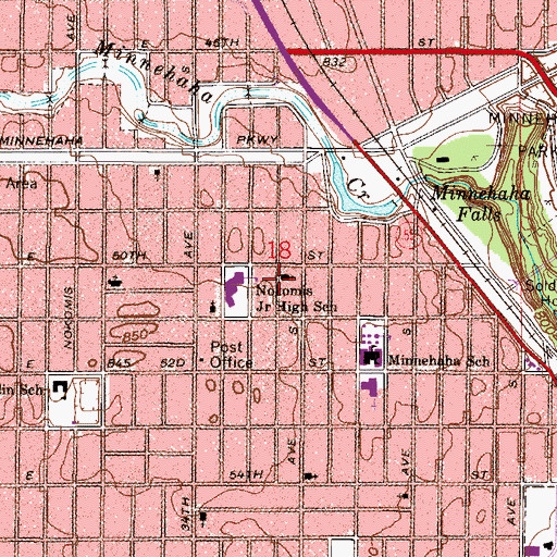 Topographic Map of Minnehaha United Methodist Church, MN