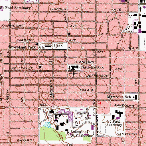 Topographic Map of Nativity Catholic Church, MN
