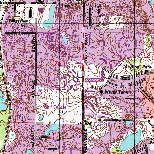 Topographic Map of Normandale Hylands United Methodist Church, MN