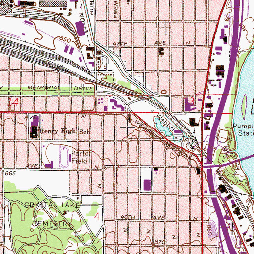 Topographic Map of North United Methodist Church, MN